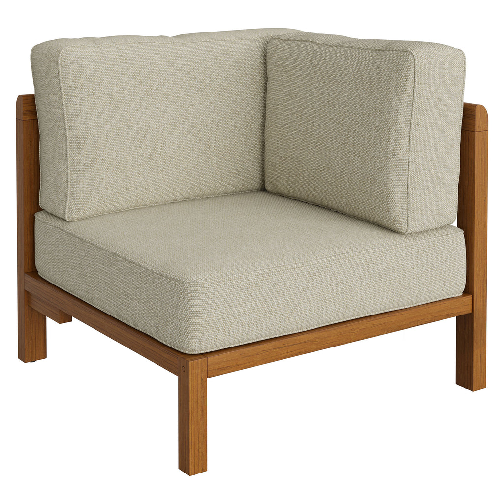 Kona L-Shaped Outdoor Patio Teak Wood Modular Sofa by Modway