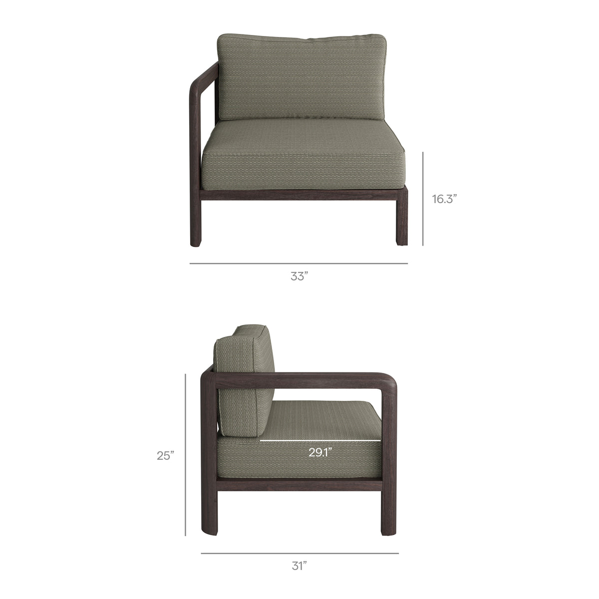 Kona L-Shaped Outdoor Patio Teak Wood Modular Sofa by Modway