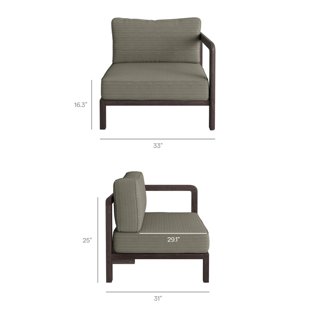 Kona L-Shaped Outdoor Patio Teak Wood Modular Sofa by Modway