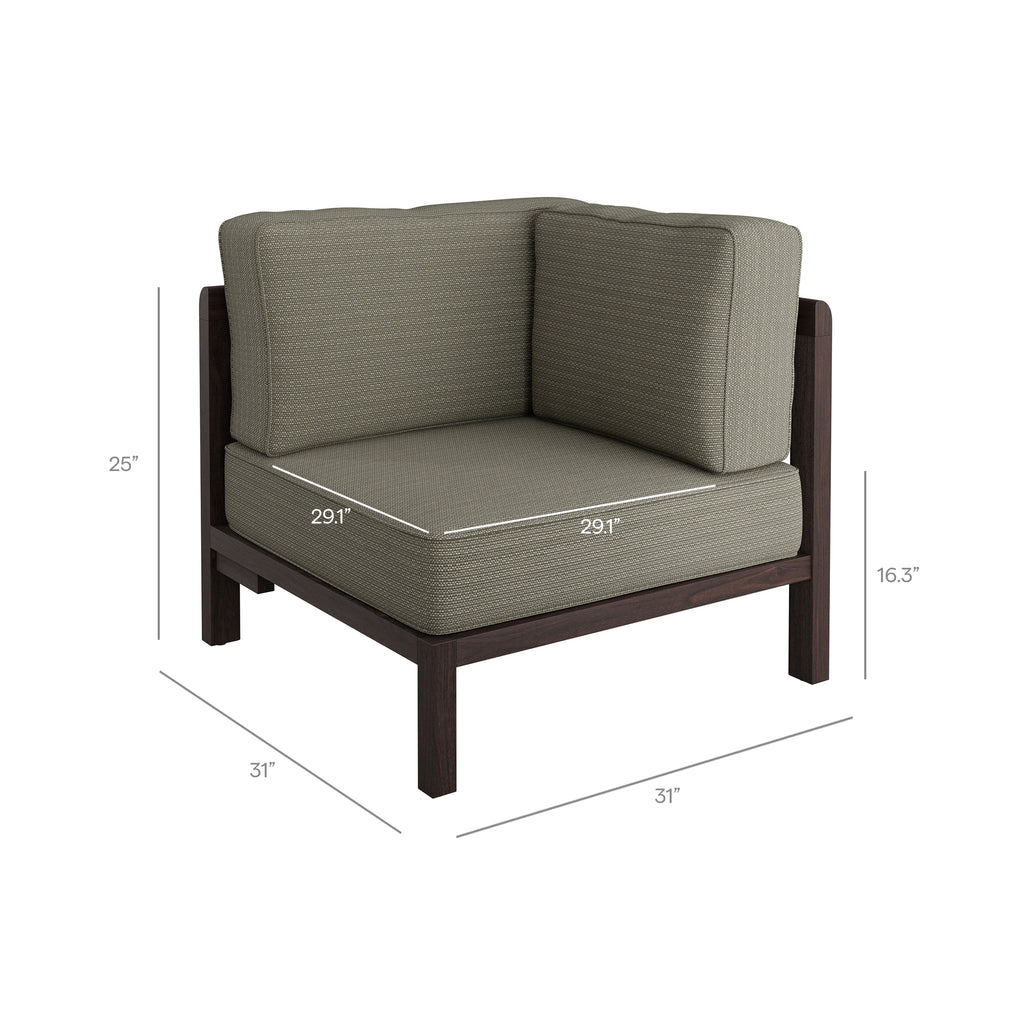 Kona L-Shaped Outdoor Patio Teak Wood Modular Sofa by Modway