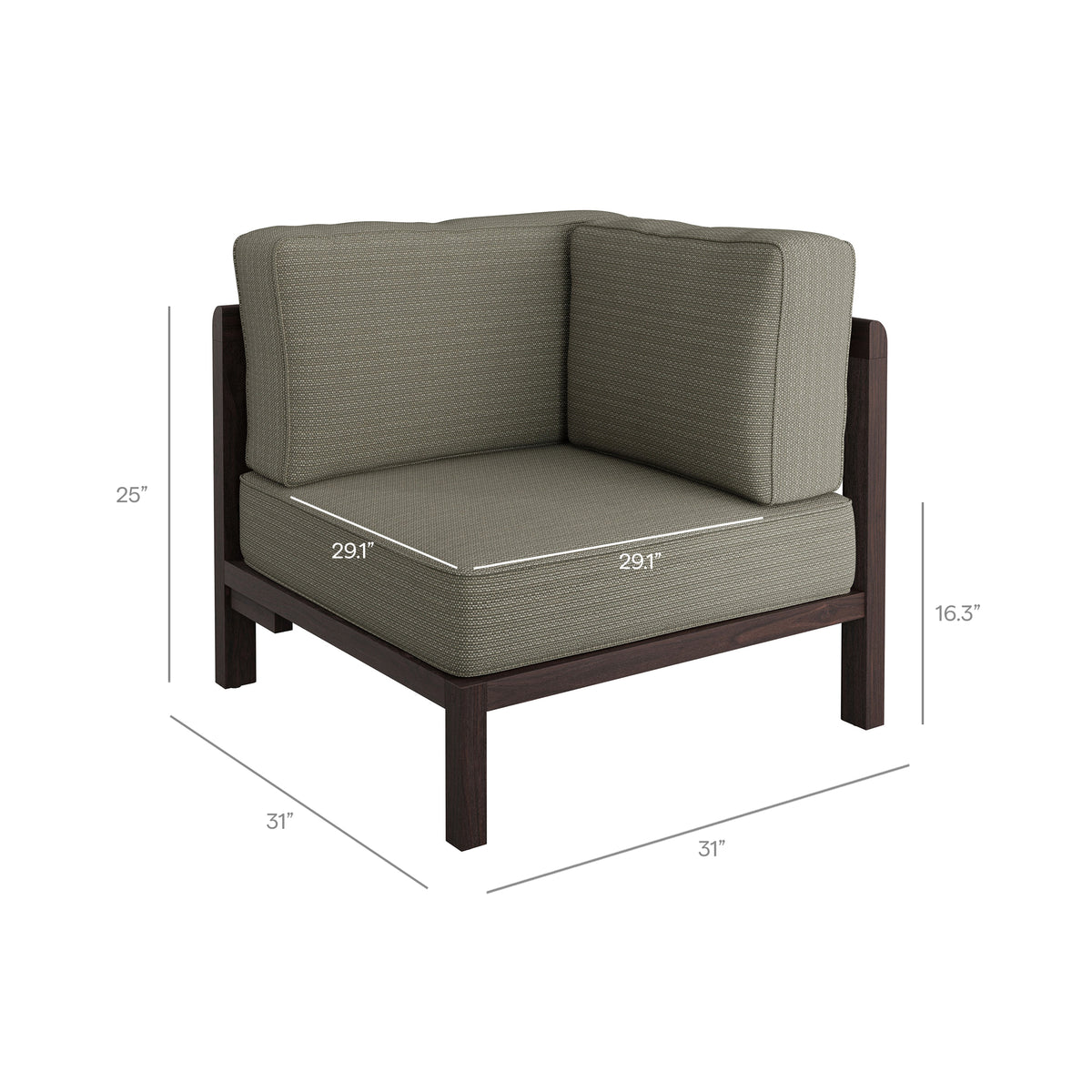 Kona L-Shaped Outdoor Patio Teak Wood Modular Sofa by Modway