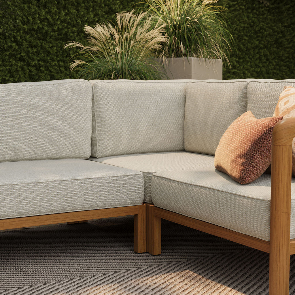 Kona L-Shaped Outdoor Patio Teak Wood Modular Sofa by Modway