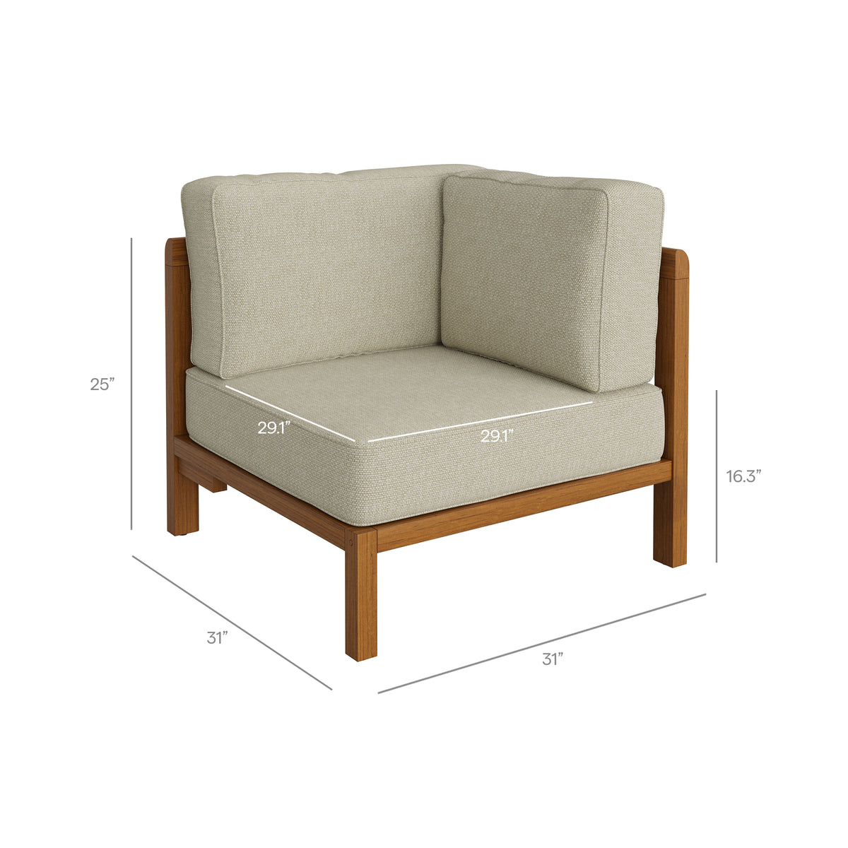 Kona L-Shaped Outdoor Patio Teak Wood Modular Sofa by Modway