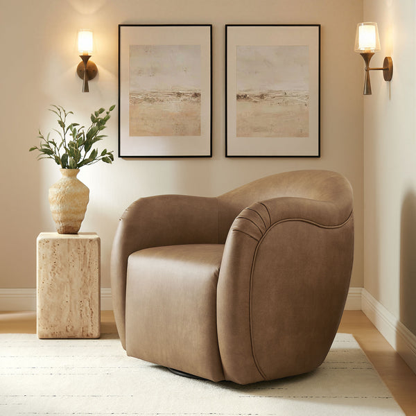 Compose Barrel Vegan Leather Swivel Armchair by Modway