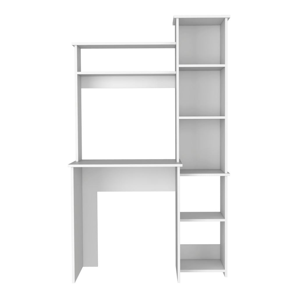 Versalles Writing Desk, Two Superior Shelves, Five Cubbies - White