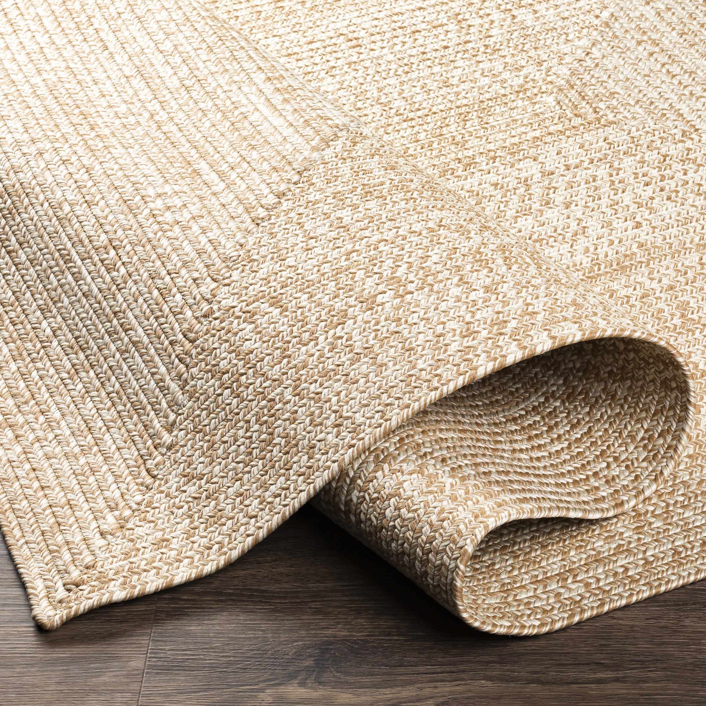 Cream Braided Faux Jute Outdoor Rug