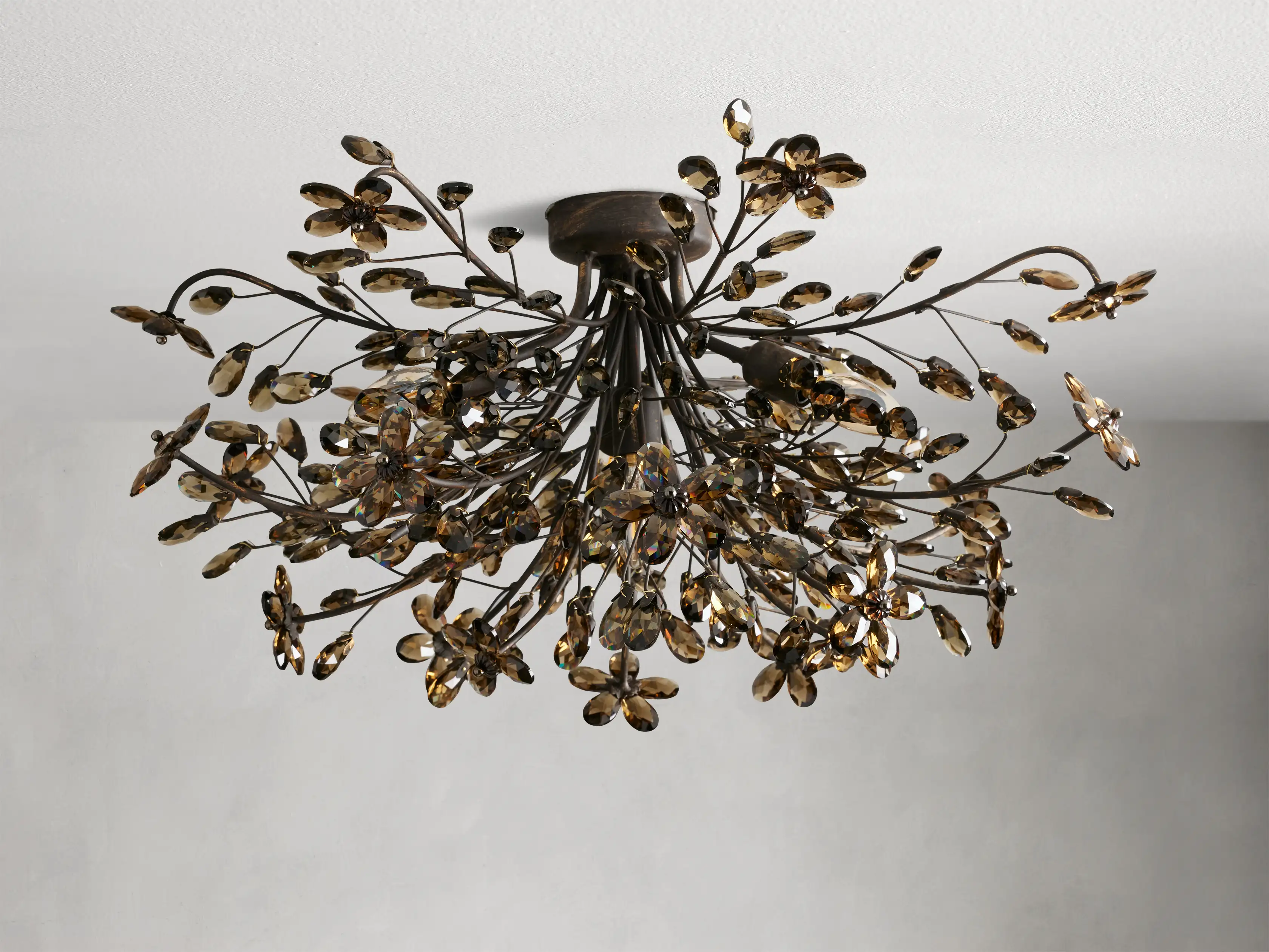 Crystal Floral Chandelier 28" 4-Light E12 Iron Ceiling Fixture