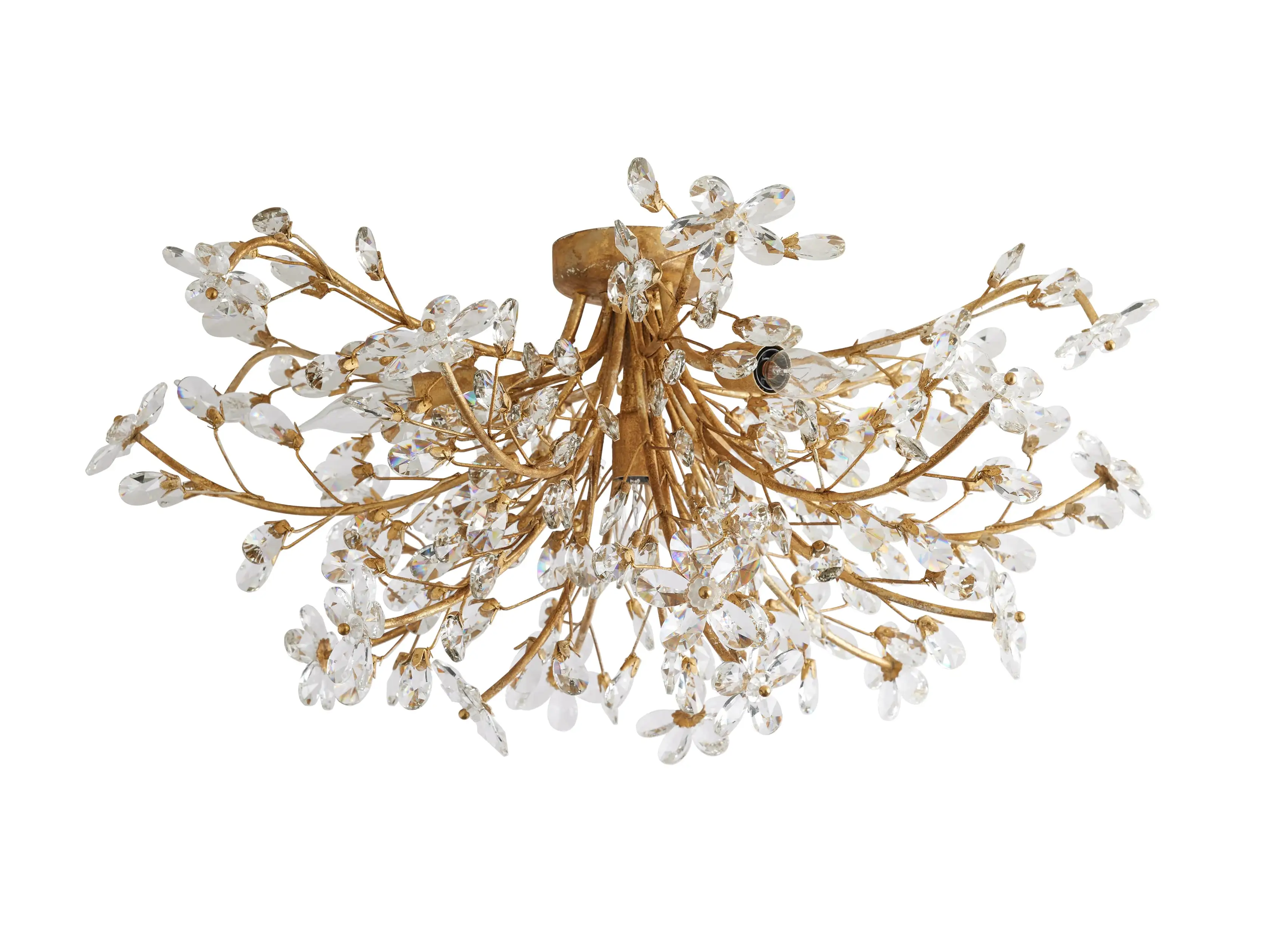Crystal Floral Chandelier 28" 4-Light E12 Iron Ceiling Fixture