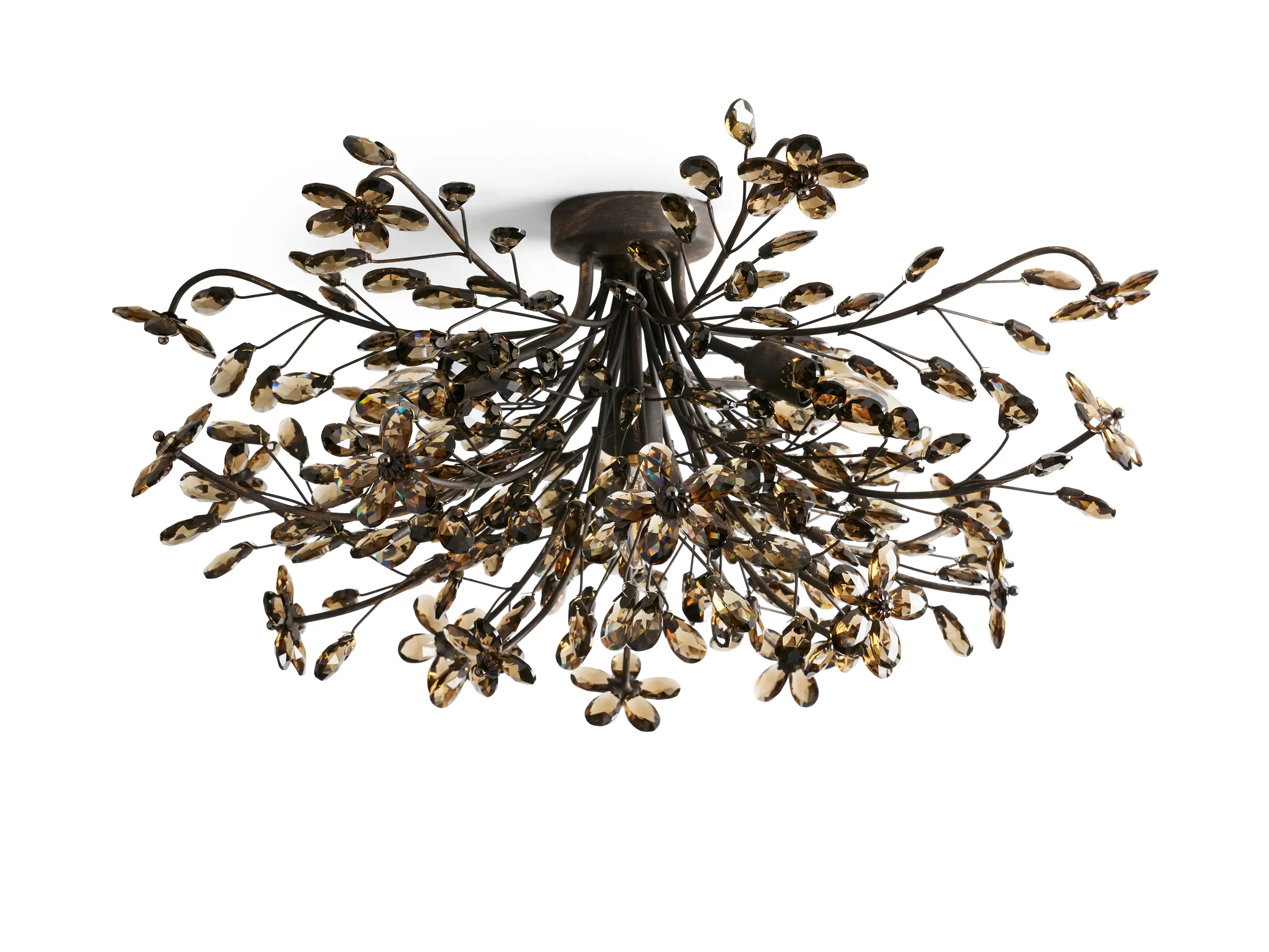 Crystal Floral Chandelier 28" 4-Light E12 Iron Ceiling Fixture