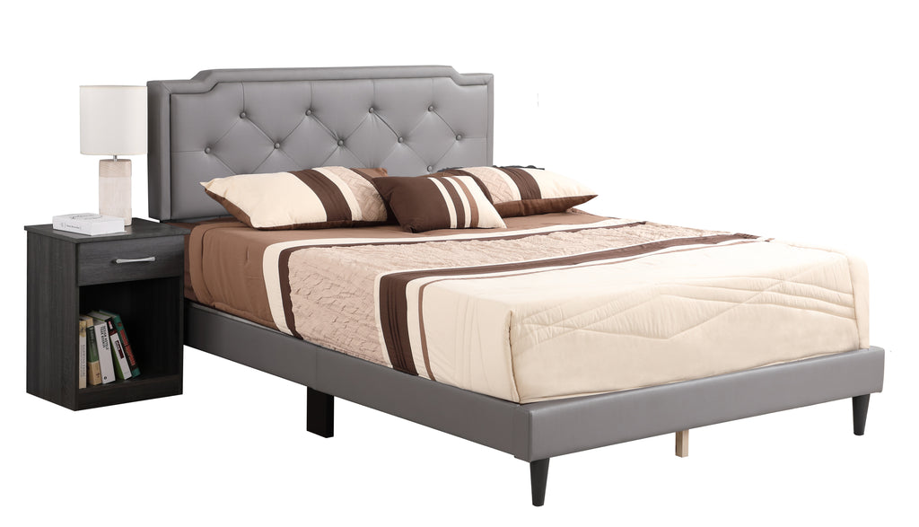 Chic Light Queen Bed in Light Grey
