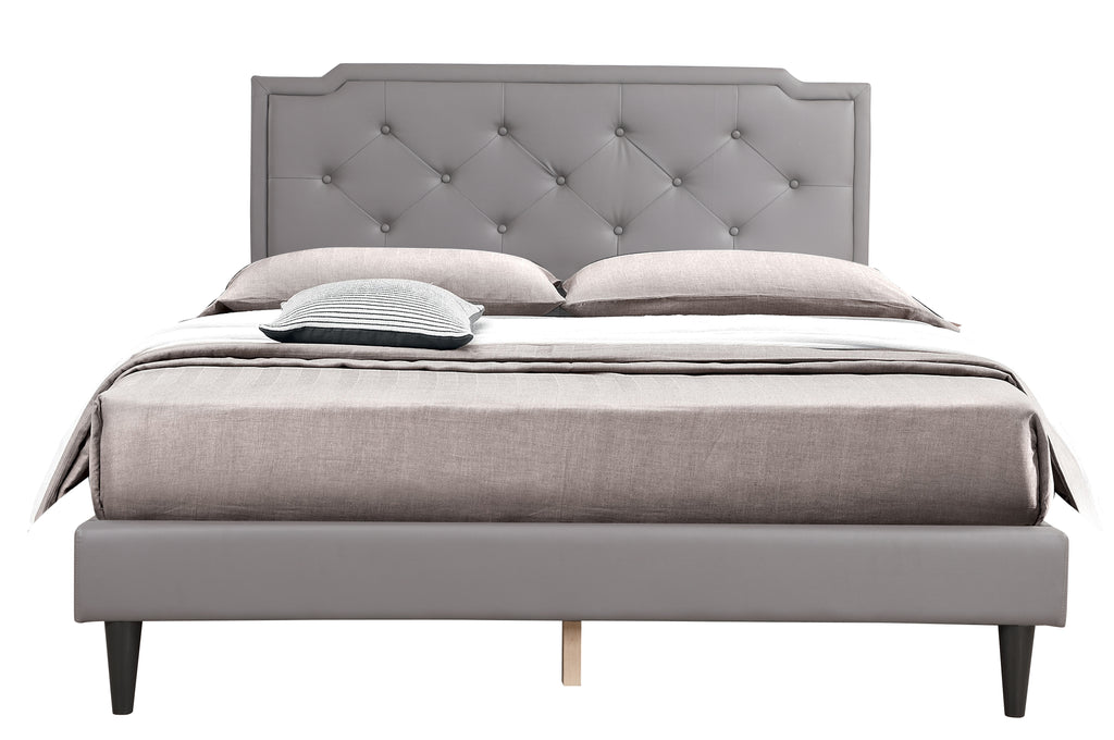Chic Light Queen Bed in Light Grey
