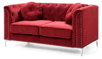 Chic Sloped Arm Loveseat in Burgundy