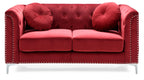 Chic Sloped Arm Loveseat in Burgundy