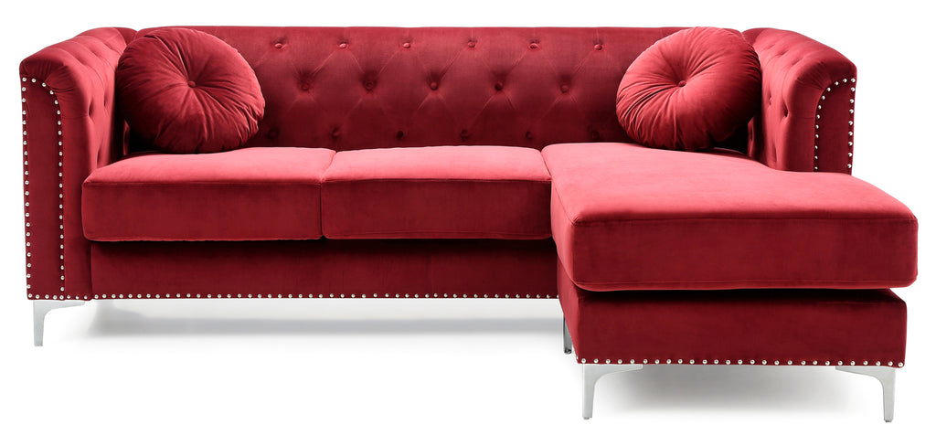 Elegant Burgundy Sofa Chaise