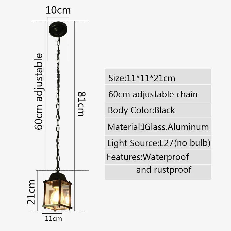 Waterproof Outdoor Hanging Lantern – Garden Ceiling Light for Balcony & Hallway