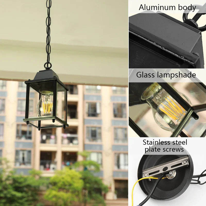 Waterproof Outdoor Hanging Lantern – Garden Ceiling Light for Balcony & Hallway
