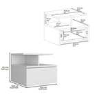 Floating Nightstand 12"H, Wall Mounted with Single Drawer and 2-Tier Shelf