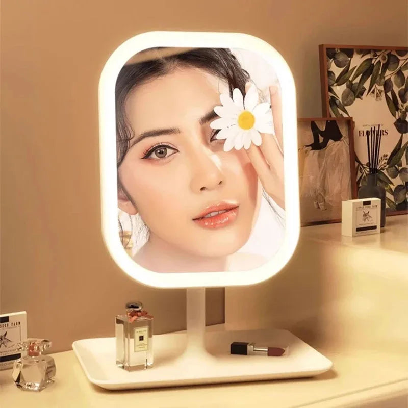 LED Makeup Mirror with Touch Control, 3 Light Modes, USB Rechargeable