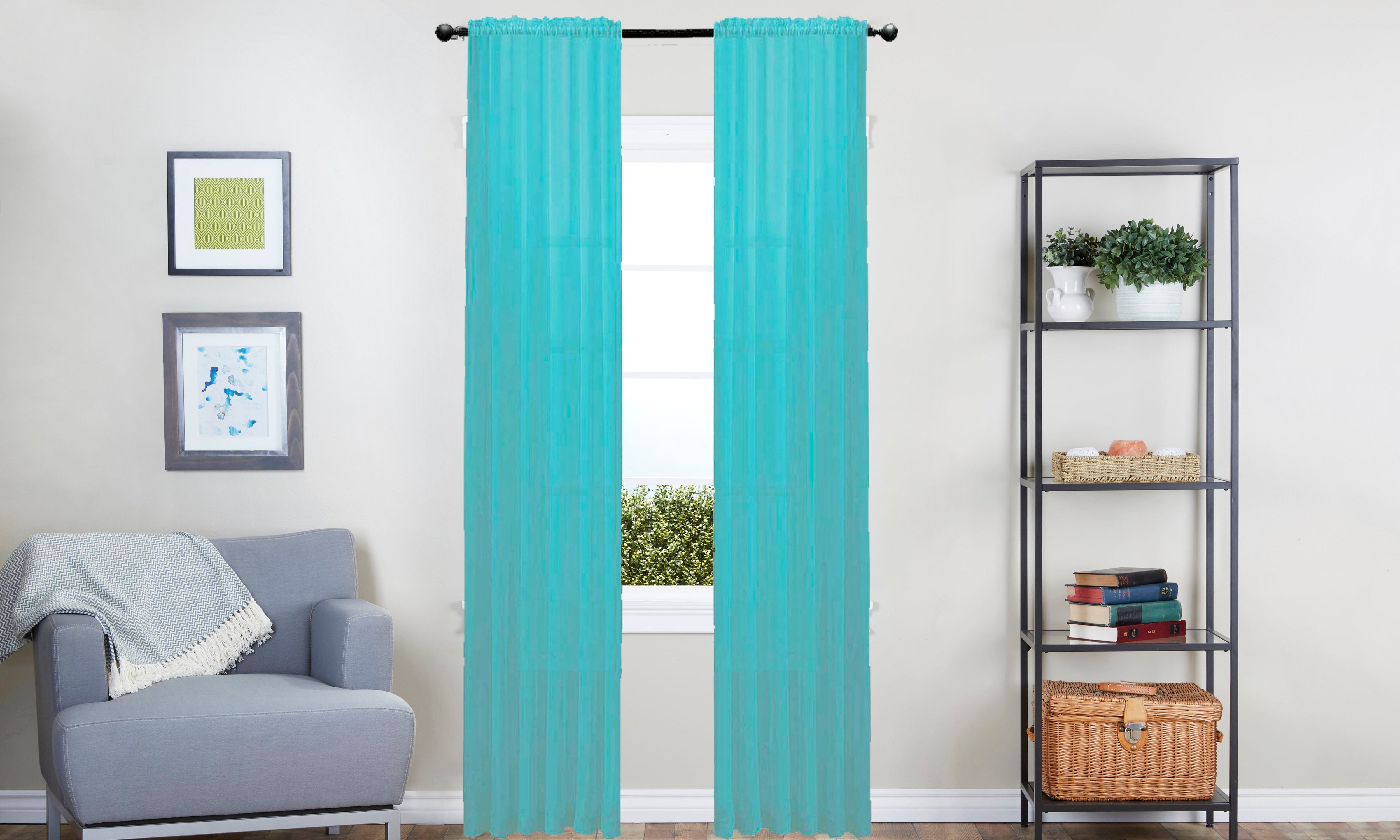 J&V TEXTILES 4-Pack Value: Solid Sheer Window Curtain Panels