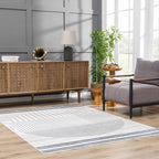 Thad Medium Gray Washable Area Rug