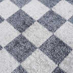 Alie Blue Gray Checkered Washable Rug