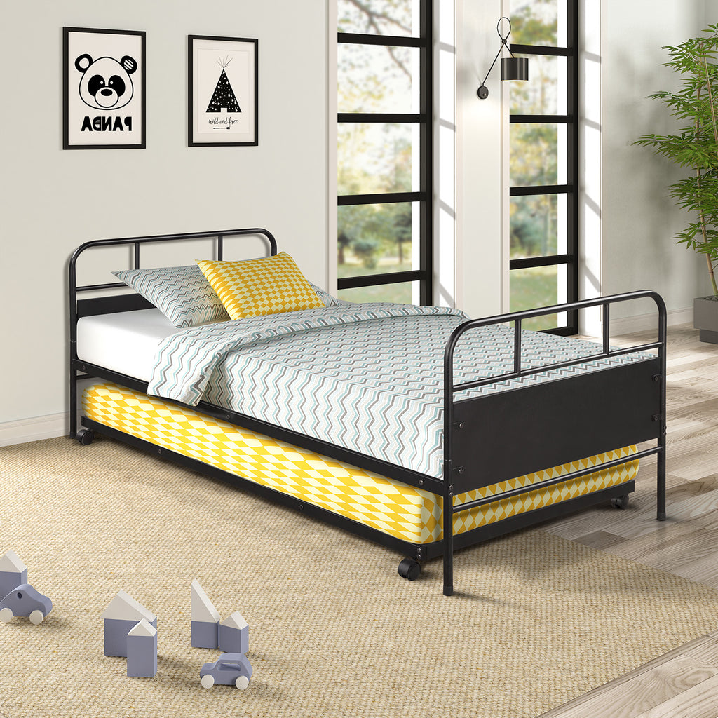 Metal Daybed Platform Bed Frame with Trundle