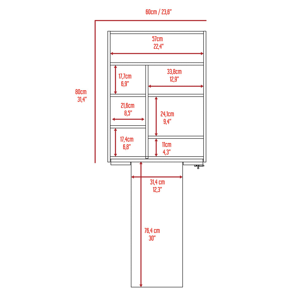 Wall Foldable Table with Multiple Shelves