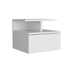 Floating Nightstand 12"H, Wall Mounted with Single Drawer and 2-Tier Shelf