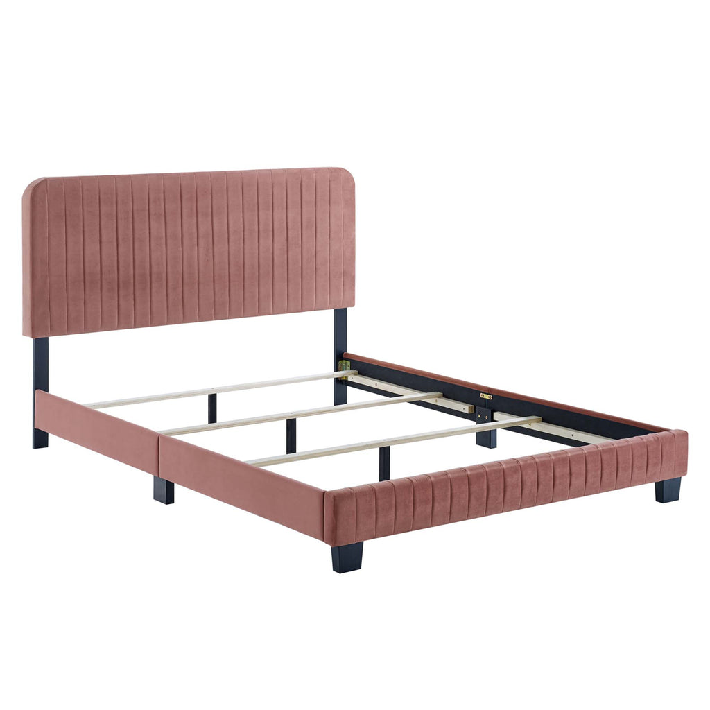 Celine Channel Tufted Performance Velvet Queen Bed by Modway