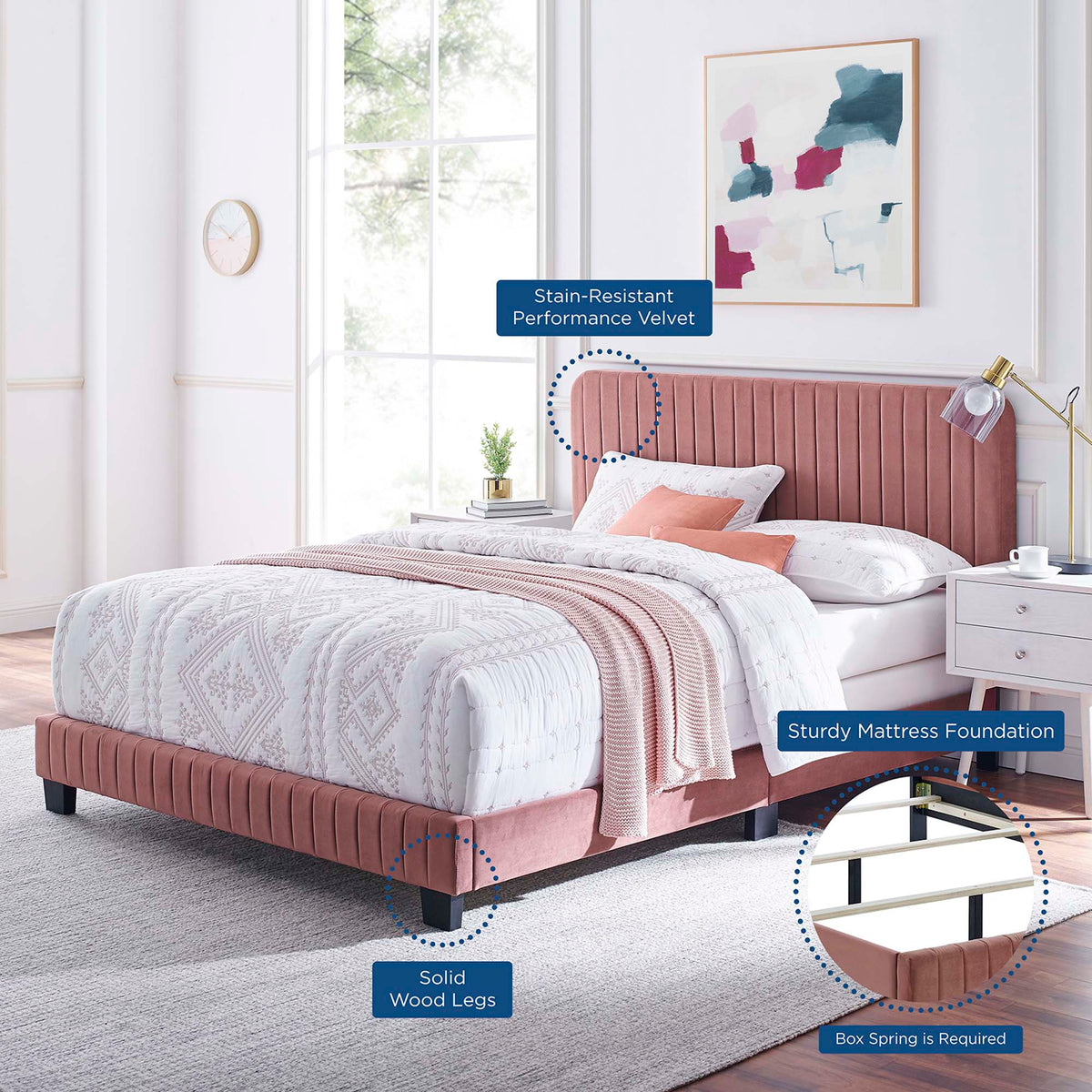 Celine Channel Tufted Performance Velvet Twin Bed by Modway