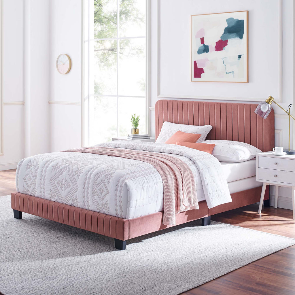 Celine Channel Tufted Performance Velvet Twin Bed by Modway