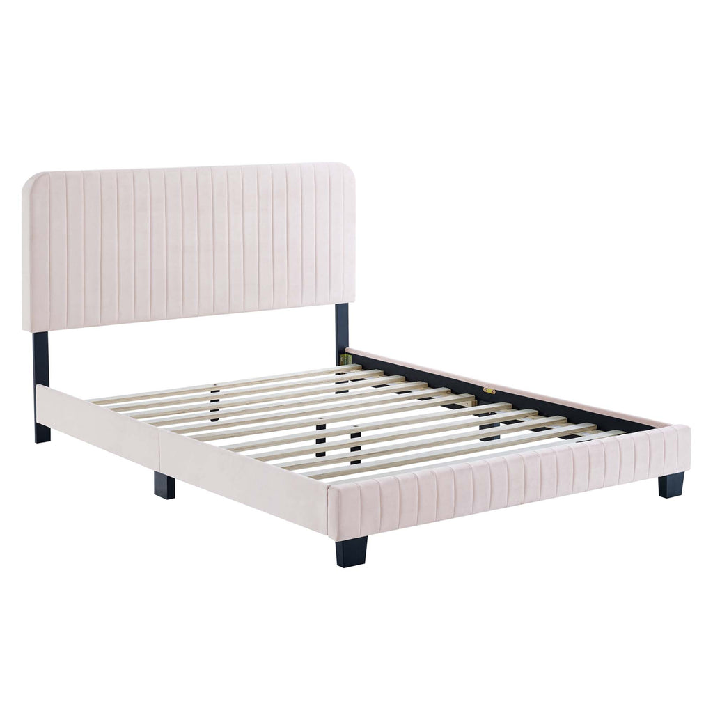 Celine Channel Tufted Performance Velvet King Platform Bed by Modway