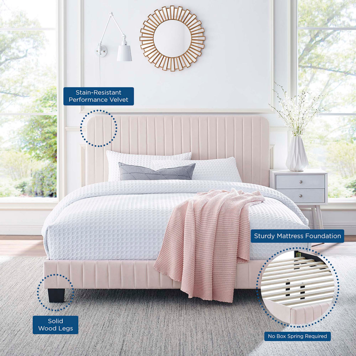 Celine Channel Tufted Performance Velvet Twin Platform Bed by Modway