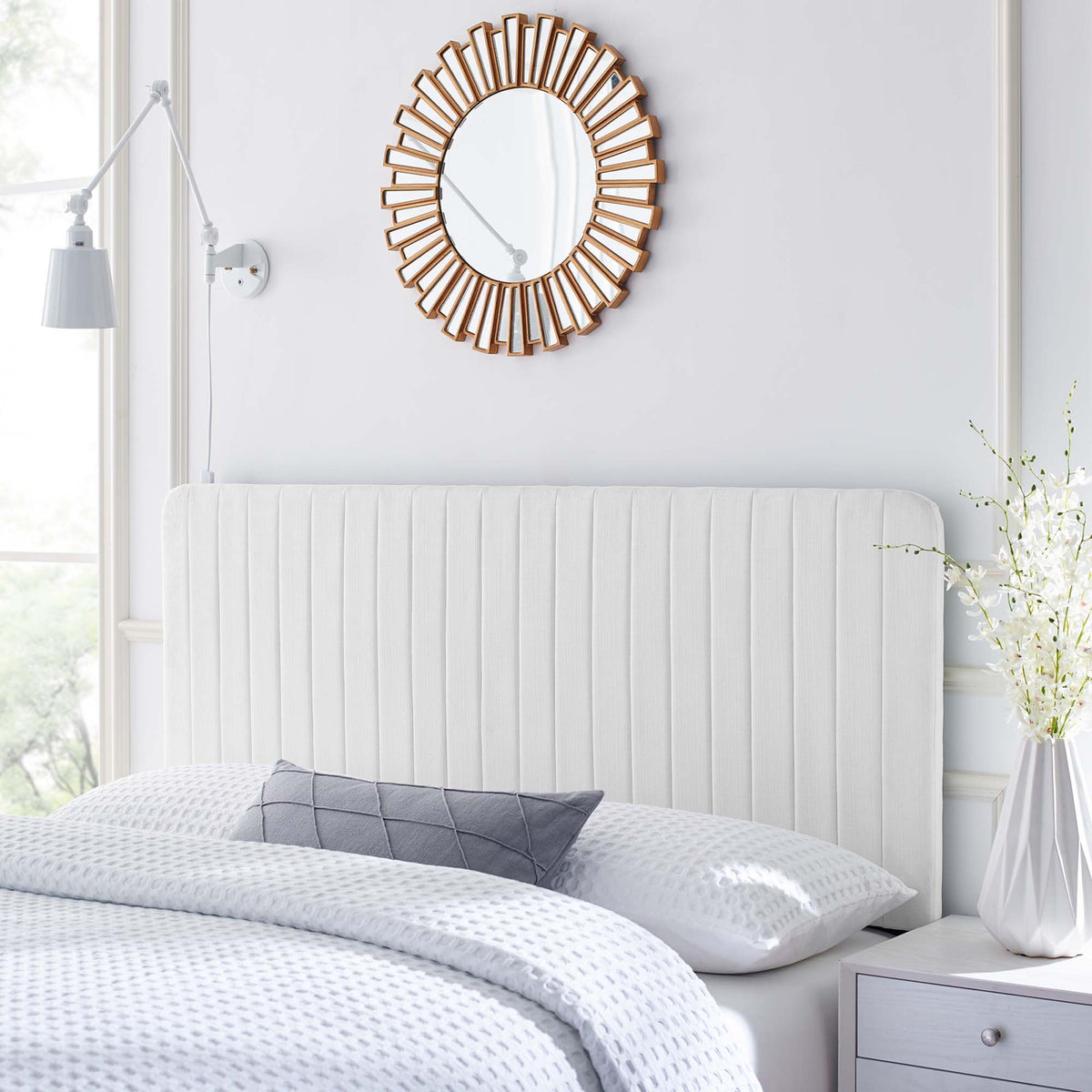 Milenna Channel Tufted Upholstered Fabric Full/Queen Headboard by Modway
