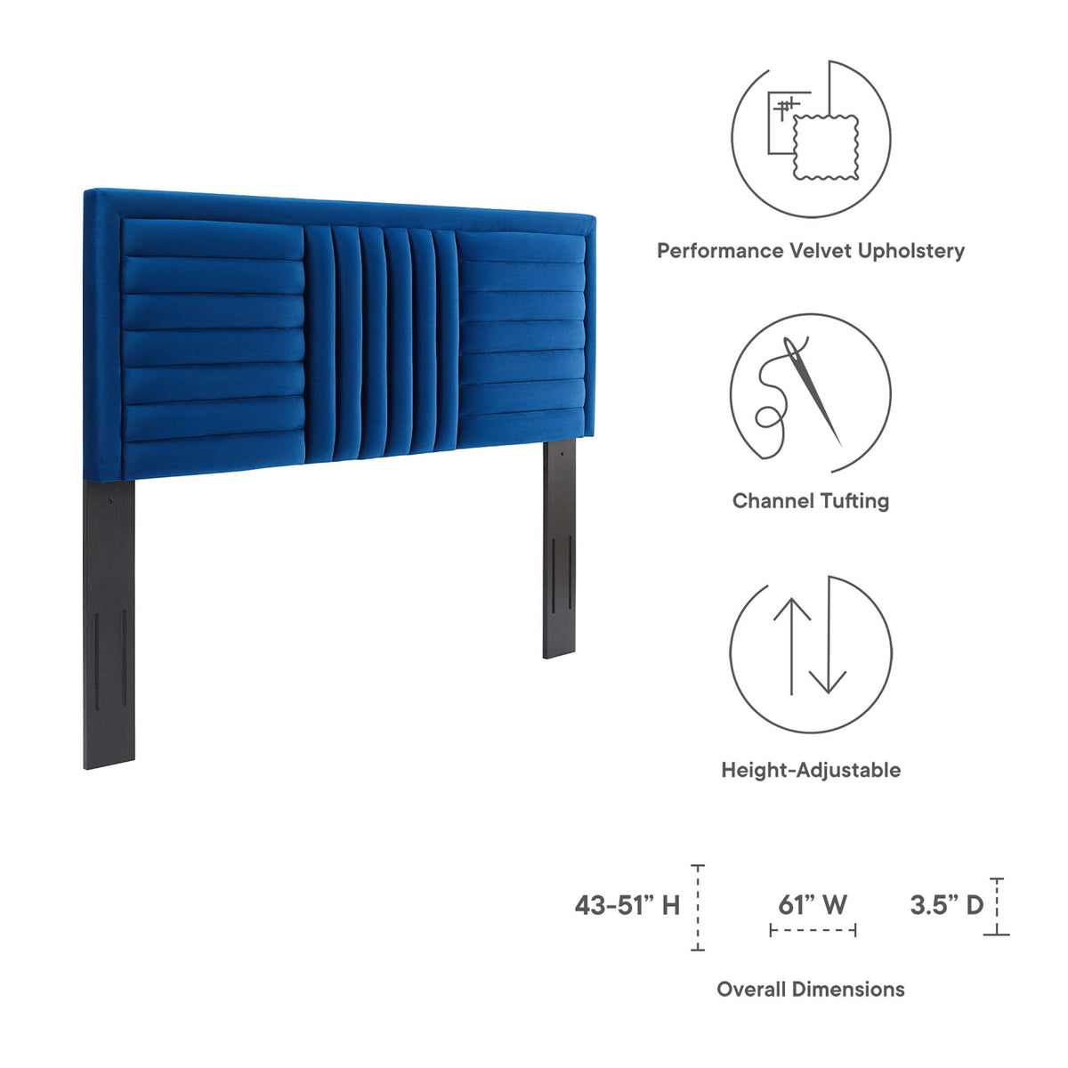 Believe Channel Tufted Performance Velvet Full/Queen Headboard by Modway
