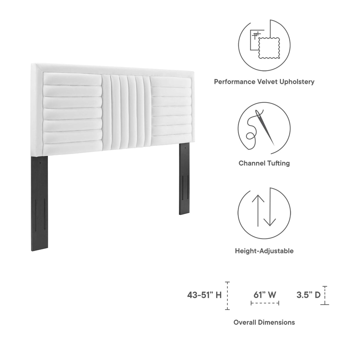 Believe Channel Tufted Performance Velvet King/California King Headboard by Modway