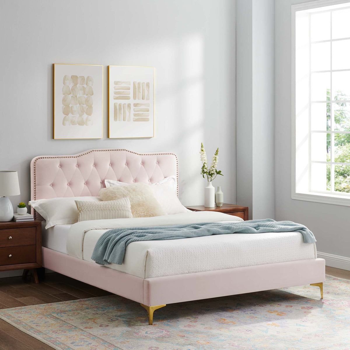 Amber Tufted Performance Velvet Twin Platform Bed by Modway