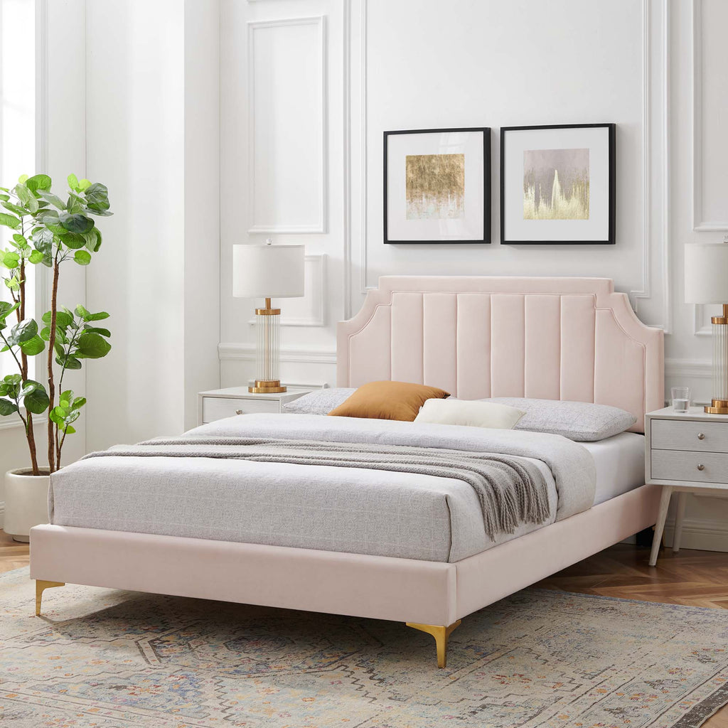 Sienna Performance Velvet Twin Platform Bed by Modway