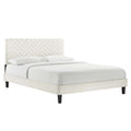 Leah Tapered Wood Leg Chevron Tufted Performance Velvet Queen Platform Bed by Modway