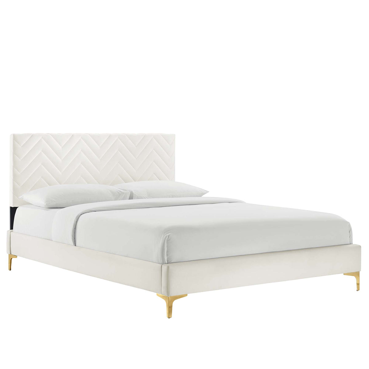 Leah Chevron Tufted Performance Velvet Queen Platform Bed by Modway