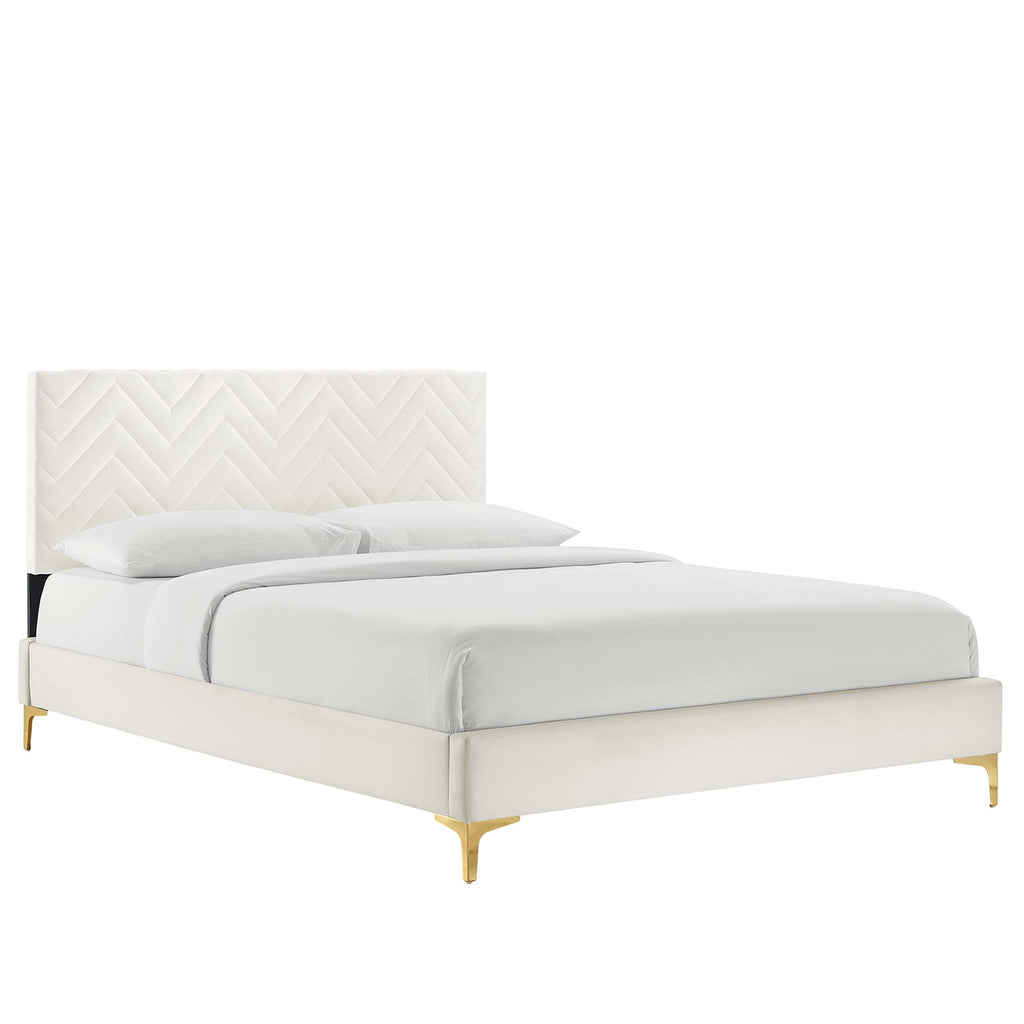 Leah Chevron Tufted Performance Velvet Full Platform Bed by Modway