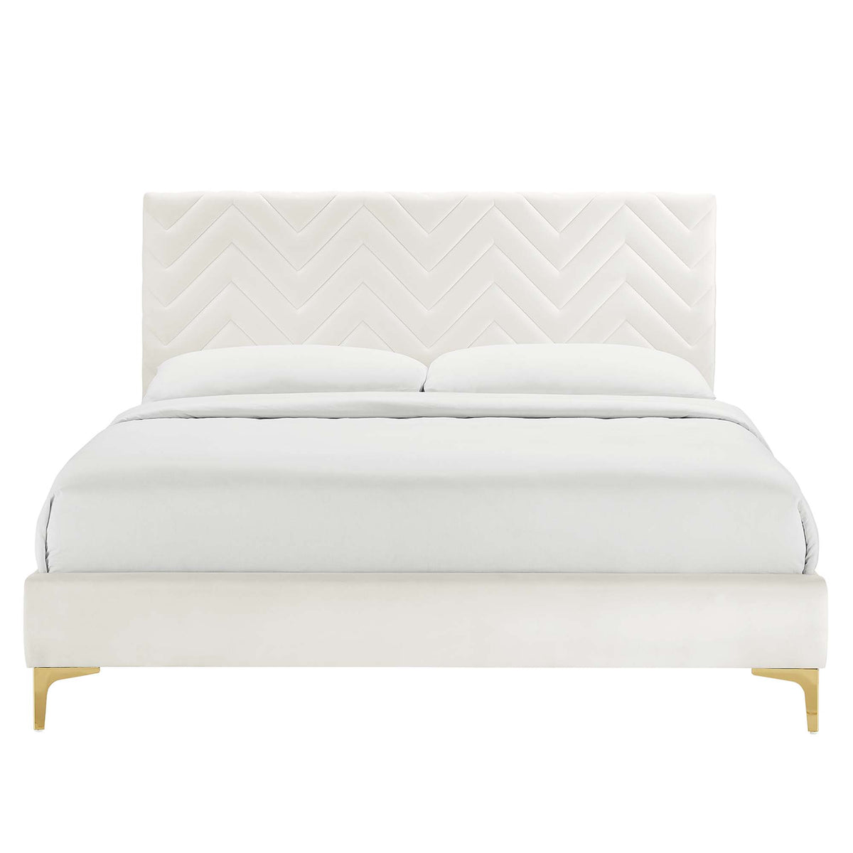 Leah Chevron Tufted Performance Velvet Full Platform Bed by Modway