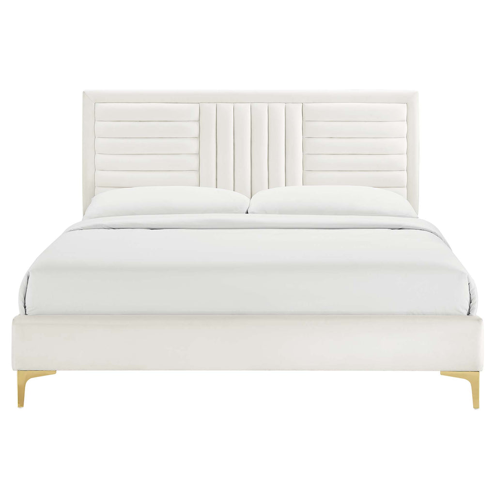 Sofia Channel Tufted Performance Velvet Full Platform Bed by Modway