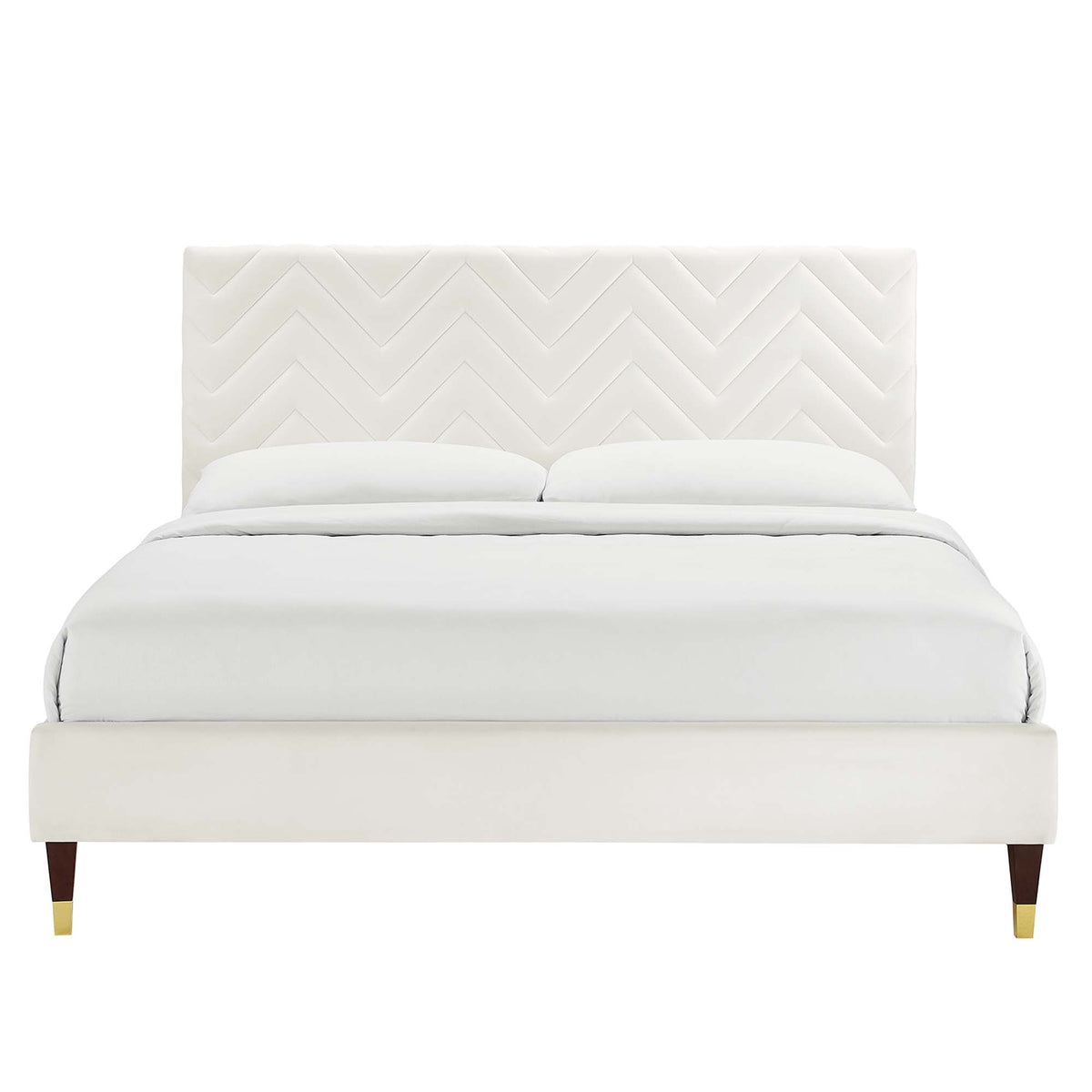 Leah Chevron Tufted Performance Velvet Full Platform Bed by Modway