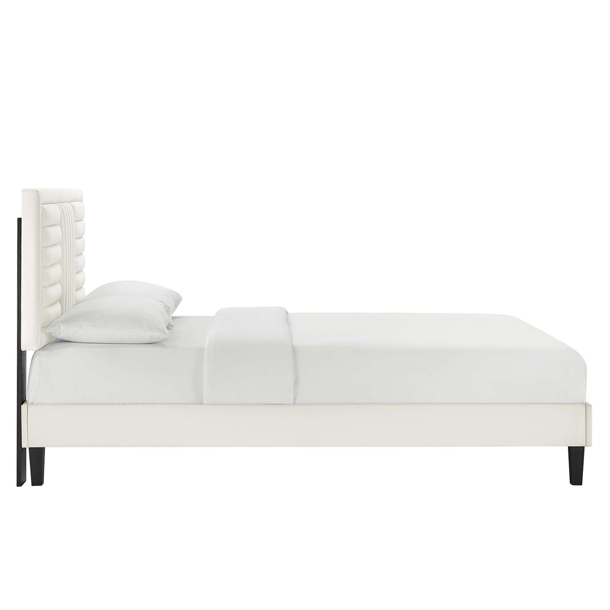 Sofia Tapered Wood Leg Channel Tufted Performance Velvet Full Platform Bed by Modway