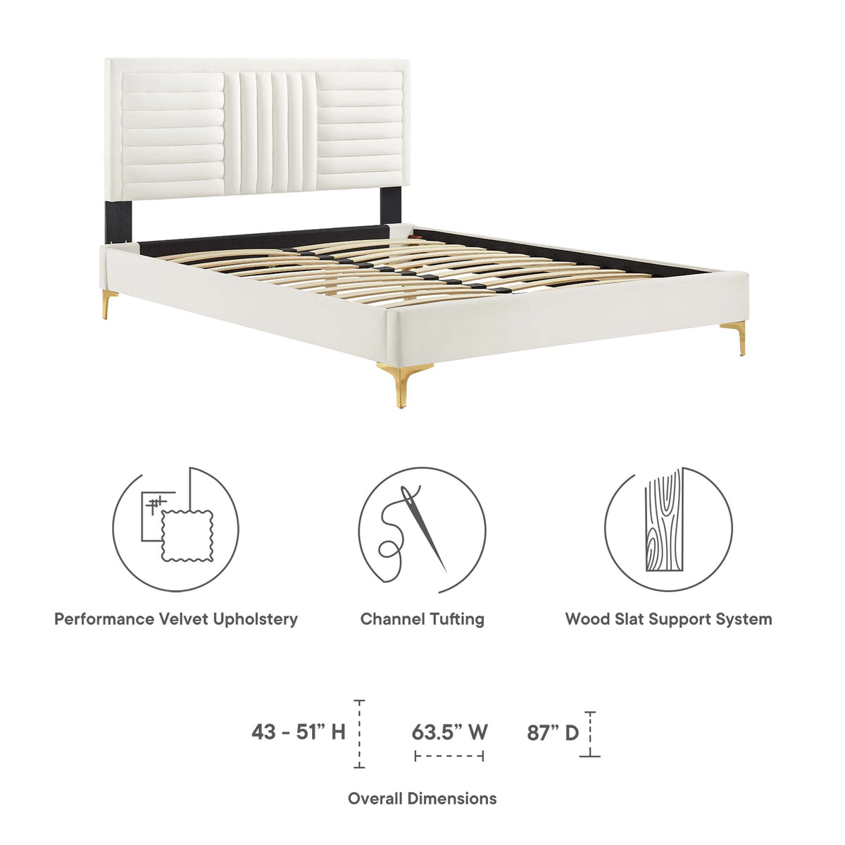 Sofia Channel Tufted Performance Velvet King Platform Bed by Modway