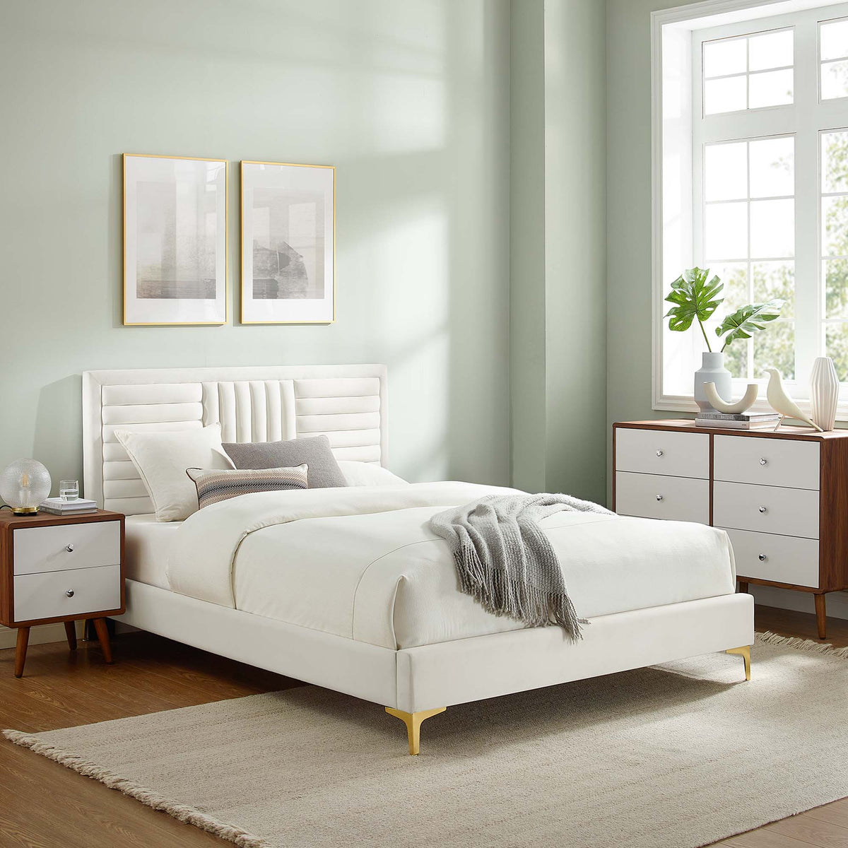 Sofia Channel Tufted Performance Velvet King Platform Bed by Modway