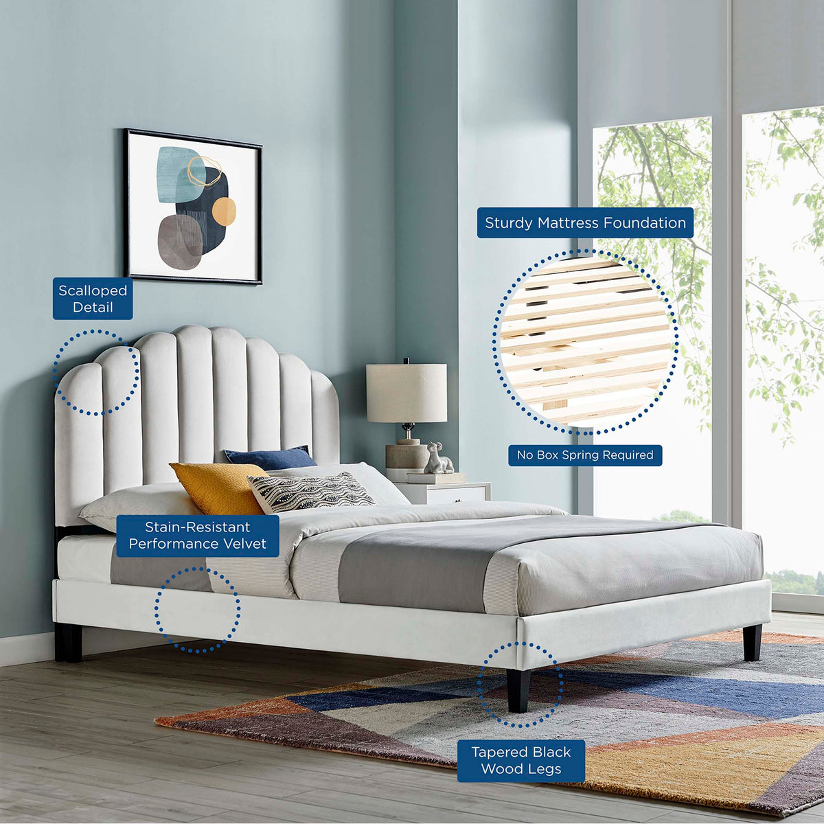 Daisy Performance Velvet Full Platform Bed by Modway