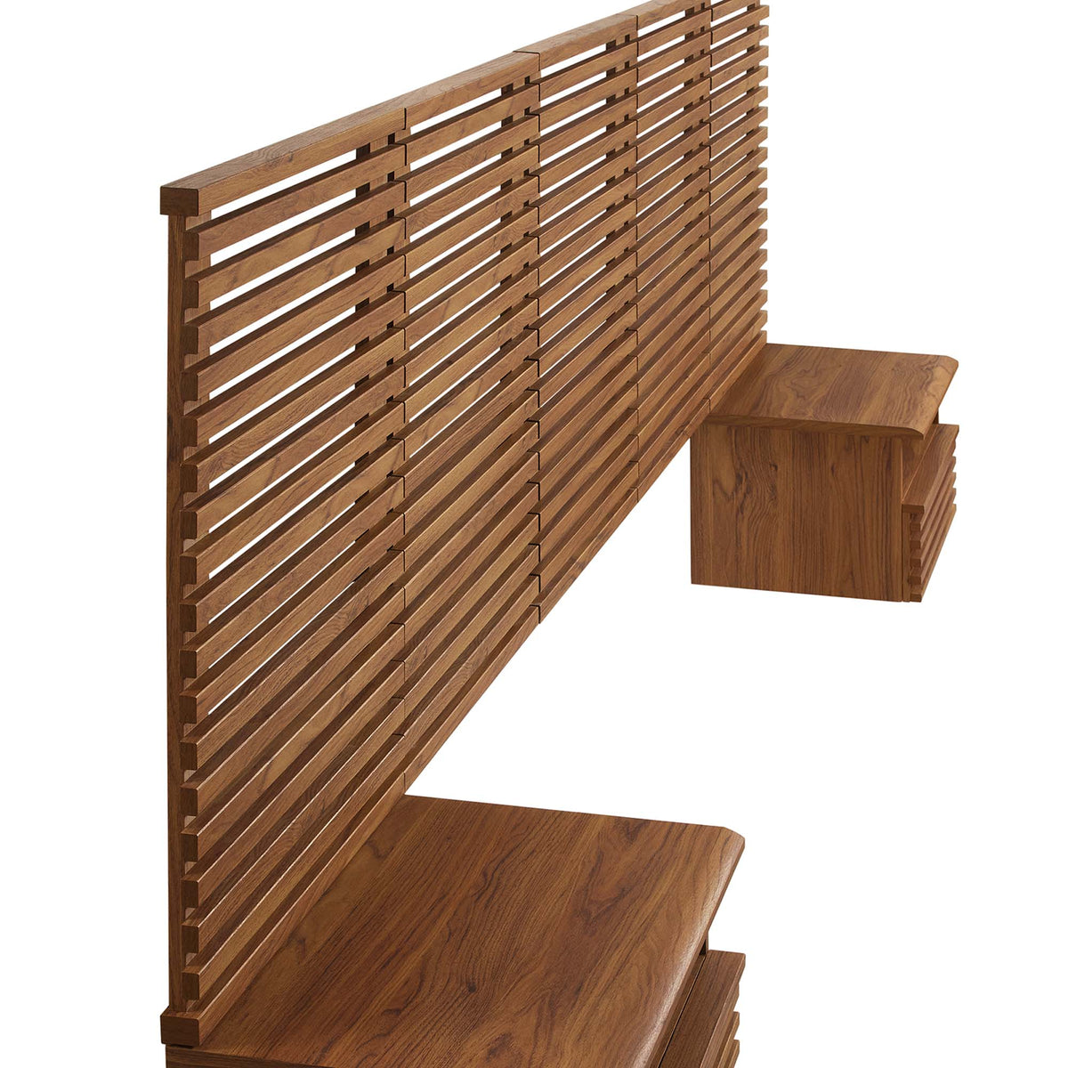 Render Wall Mount Queen Headboard and Modern Nightstands by Modway