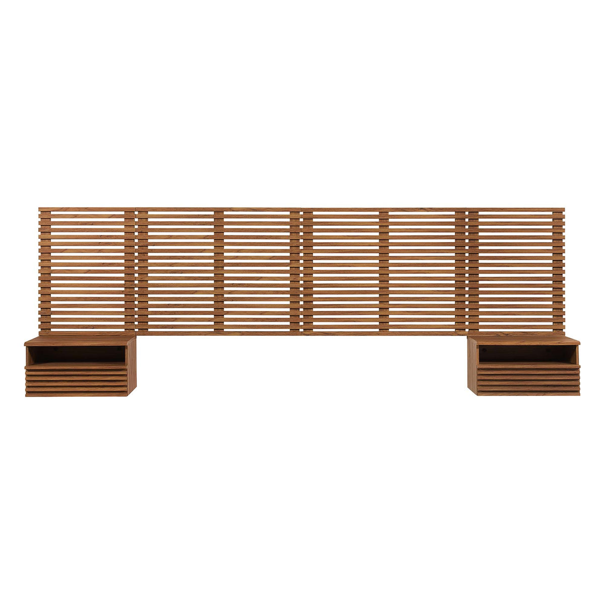 Render Wall Mount King Headboard and Modern Nightstands by Modway